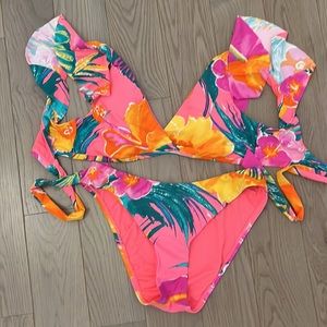 Floral bathing suit bottom US six top US four